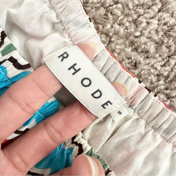 RHODE Ozzie Cotton Printed One Shoulder Dress in Multi Size Small - Picture 8 of 10